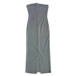 Papermoon Strapless Silver-Gray Ribbed Maxi Dress